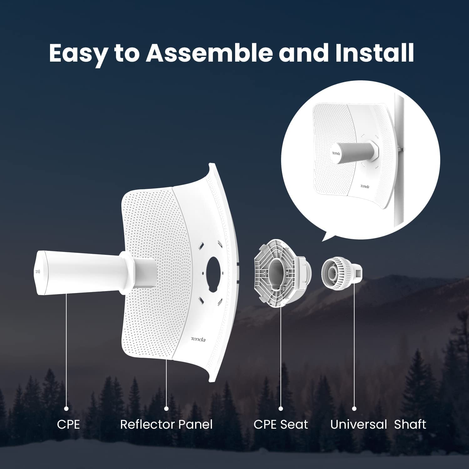 Tenda O8 5GHz 23dBi 11ac Outdoor CPE | PtP and PtMP, IP65 weatherproof, TEC Certified Tenda O8 5GHz 23dBi 11ac Outdoor CPE | PtP and PtMP, IP65 weatherproof, TEC Certified